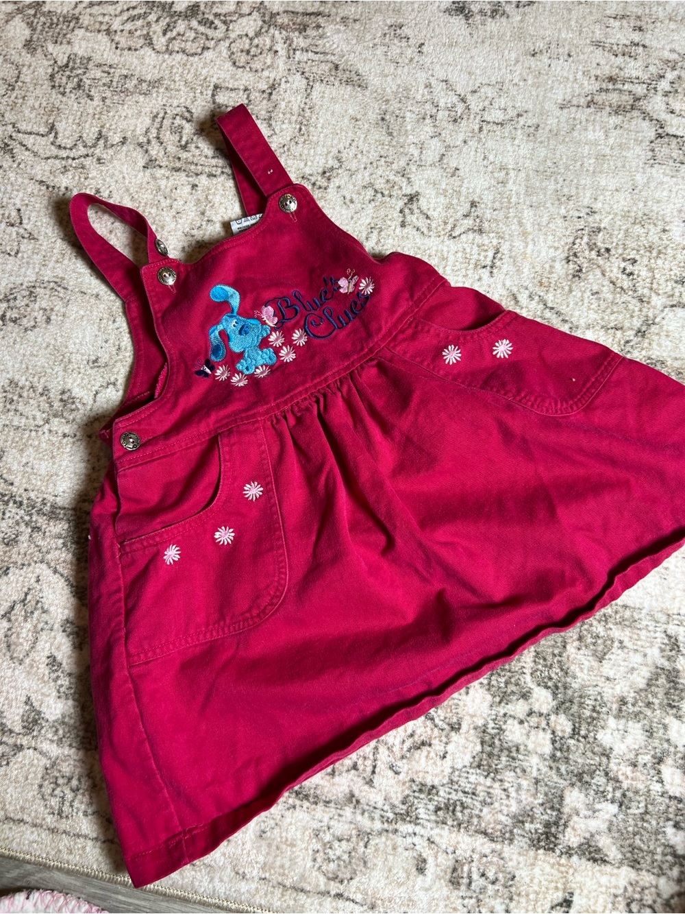 Vintage Blues Clues Embroidered Overall Dress